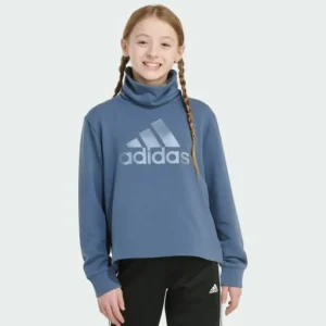Kids adidas Long Sleeve Mock Neck Pullover Sweatshirt