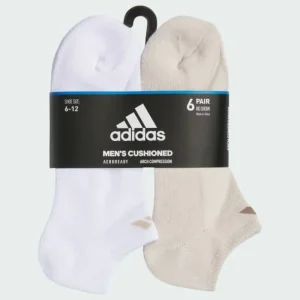 adidas Athletic Cushioned No-Show Socks 6 Pack