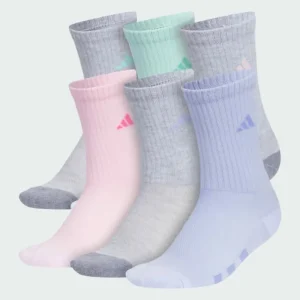 Kids adidas Athletic Cushioned 6-Pack Crew Socks Kids