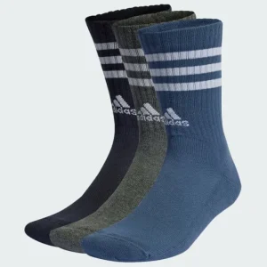 Women adidas 3-Stripes Cushioned Crew Socks 3 Pairs