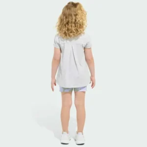 Kids adidas Two-Piece Back Pleat Heather Tee and Bike Shorts Set