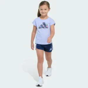 Kids adidas Two-Piece Short Sleeve Graphic Tee and Mesh Shorts Set